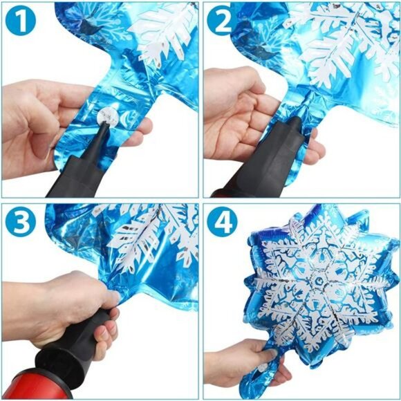 10 Pieces Large and Small Snowflake Balloons Snowflake Aluminum Foil - Picture 4 of 7